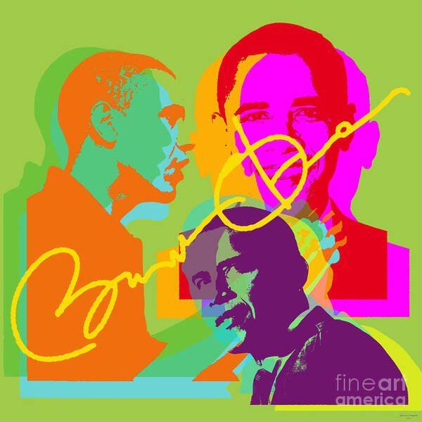 Obama Poster featuring the digital art Obama by Jean luc Comperat