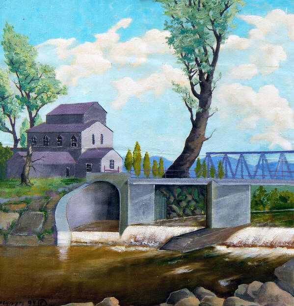 Old Poster featuring the painting Old water mill by Sergey Bezhinets