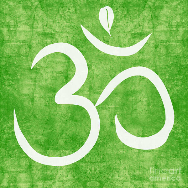 Om Poster featuring the painting Om Green by Linda Woods