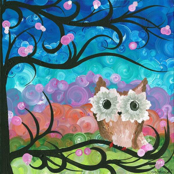 Owls Poster featuring the painting Owl Expressions - 01 by MiMi Stirn