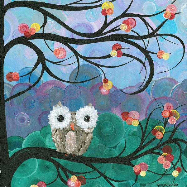 Owls Poster featuring the painting Owl Expressions - 03 by MiMi Stirn