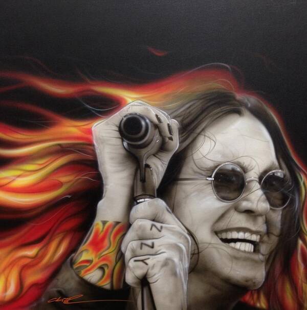 Ozzy Osbourne Poster featuring the painting Ozzy's Fire by Christian Chapman Art