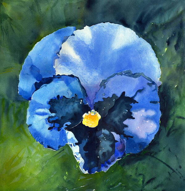 Blue Pansy Poster featuring the painting Pansy Blue by Katherine Miller