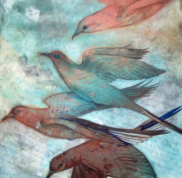 Bird Poster featuring the painting Passing I by Helen Klebesadel