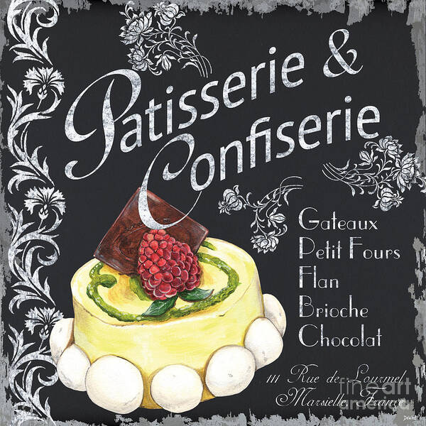 Macaroons Poster featuring the painting Patisserie and Confiserie by Debbie DeWitt