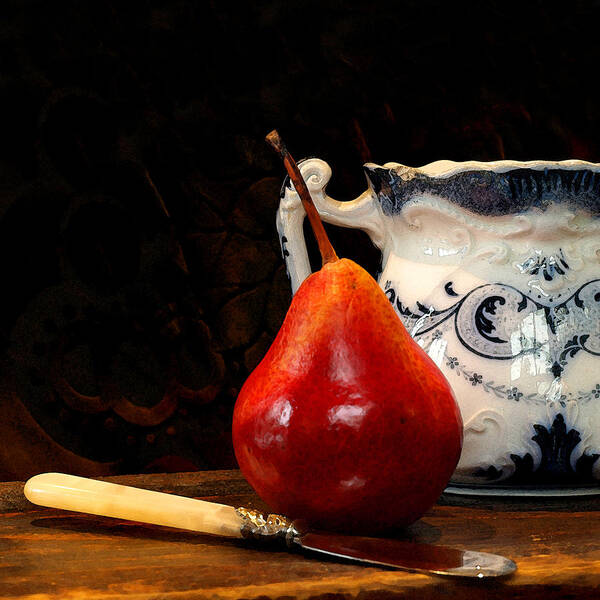 Pear Poster featuring the photograph Pear Pitcher Knife by Karen Lynch