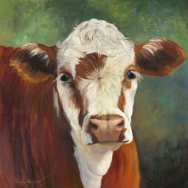 Cow Painting Poster featuring the painting Pearl IV Cow Painting by Cheri Wollenberg