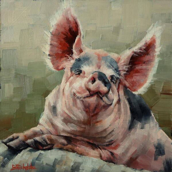Pig Poster featuring the painting Personality Pig by Margaret Stockdale