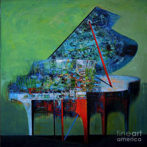 Lovesongs Poster featuring the painting pianoNo.56-Love songs under the moonlight by Zheng Li