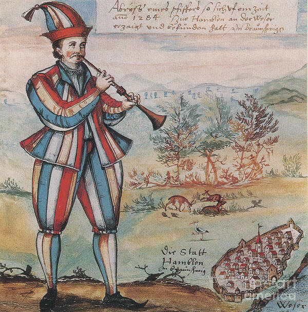 History Poster featuring the photograph Pied Piper Of Hamelin, German Legend by Photo Researchers