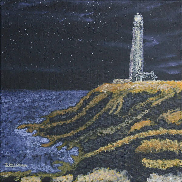 Ocean Poster featuring the painting Pigeon Lighthouse Night Scumbling Complementary Colors by Ian Donley