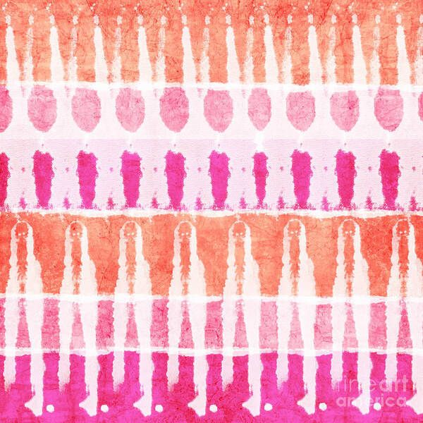 Pink Poster featuring the painting Pink and Orange Tie Dye by Linda Woods