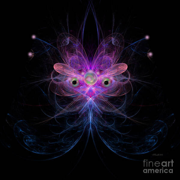 Blue Poster featuring the digital art Pink Butterfly Dreams by Judy Powell