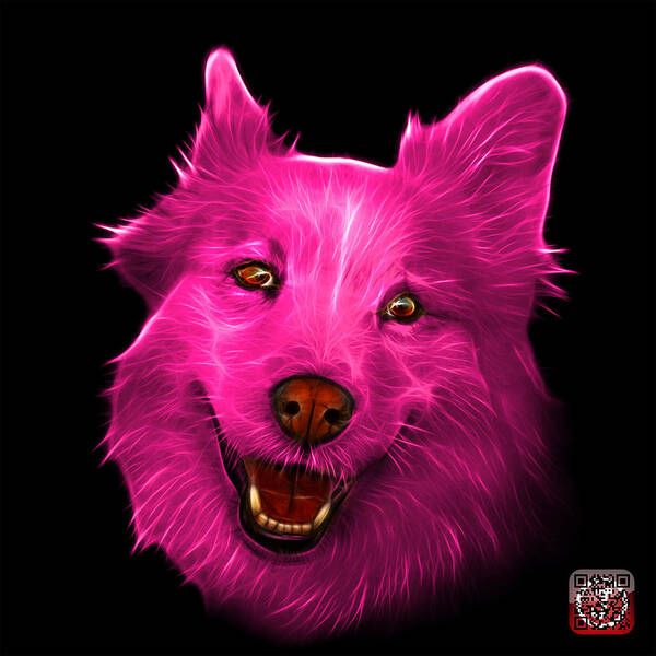 Siberian Husky Poster featuring the painting Pink Siberian Husky Mix Dog Pop Art - 5060 BB by James Ahn