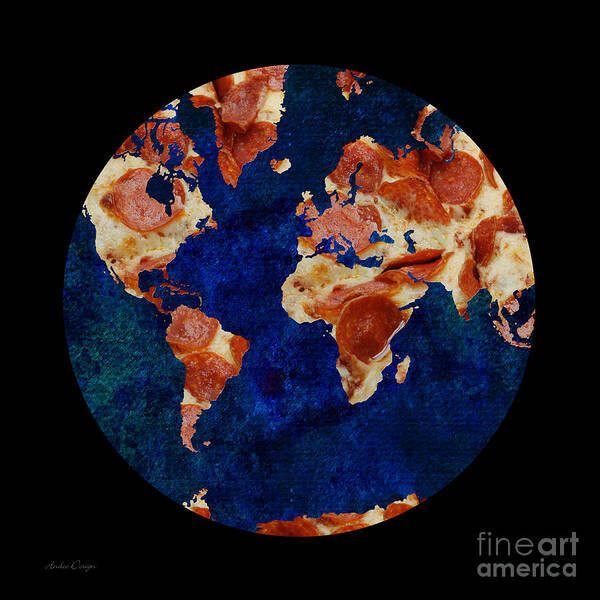World Map Poster featuring the photograph Pizza World by Andee Design