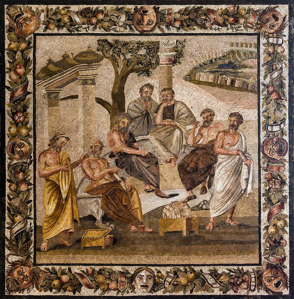 Archeology Poster featuring the photograph Platos Academy Mosaic, 1st Century Bc by Science Source