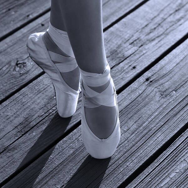 Pointe Shoes Poster featuring the photograph Pointe Shoes Bw by Laura Fasulo