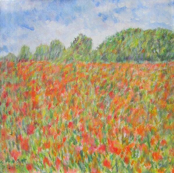 Impressionism Poster featuring the painting Poppies in a Field in Afghanistan by Glenda Crigger