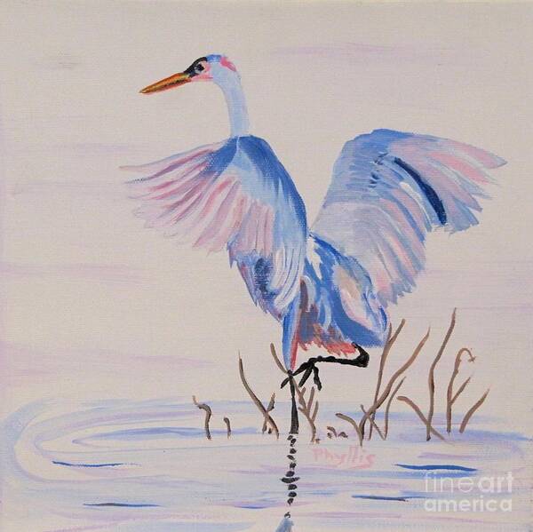 Crane Poster featuring the painting Pretty Crane by Phyllis Kaltenbach