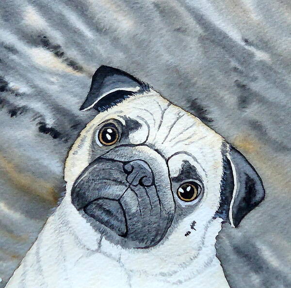 Dog Poster featuring the painting Pug by Laurie Anderson