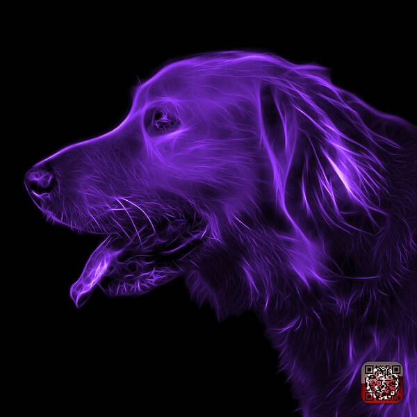 Golden Retriever Poster featuring the digital art Purple Golden Retriever - 4047 F by James Ahn