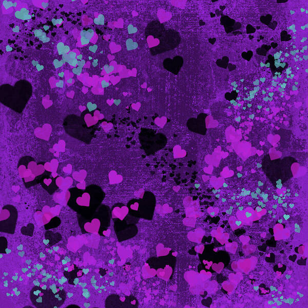 Purple Heart Poster featuring the mixed media Purple Hearts by Marianne Campolongo