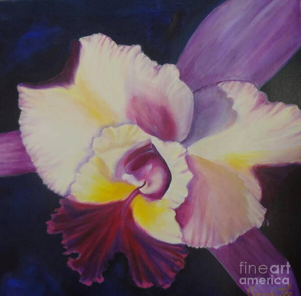 Hybrid Orchid Poster featuring the painting Purple Orchid by Jenny Lee
