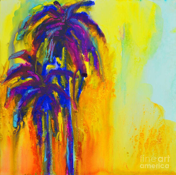 Art Poster featuring the painting Purple Palm Trees Sunset - Modern Colorful Landscape by Patricia Awapara