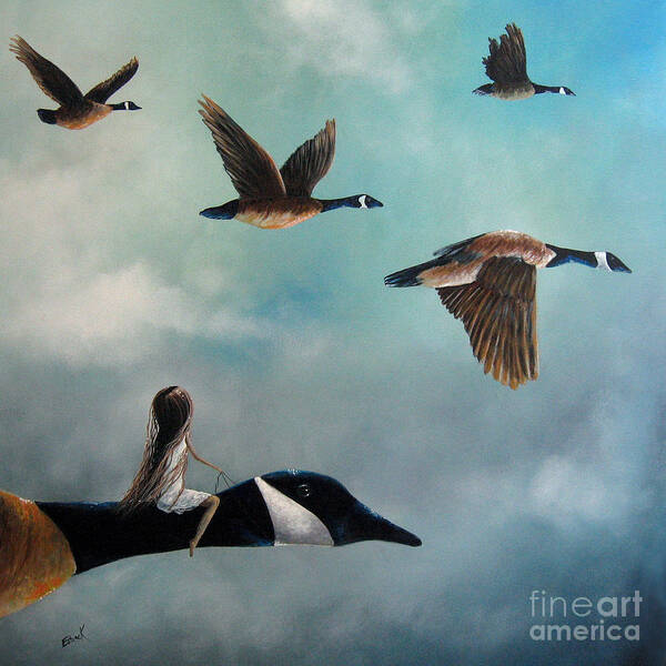 Canada Geese Poster featuring the painting Queen Of The Canada Geese by Shawna Erback by Moonlight Art Parlour