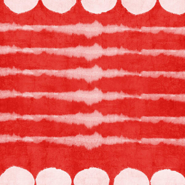 Red Poster featuring the painting Red and White Shibori Design by Linda Woods