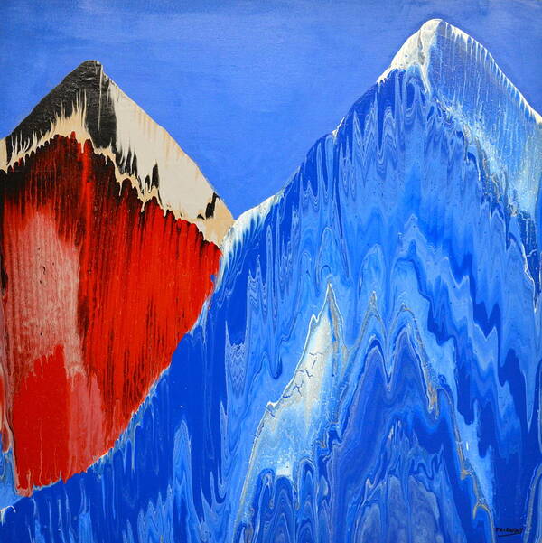 Red Blue Mountains Poster featuring the painting Red Blue by Brooke Friendly