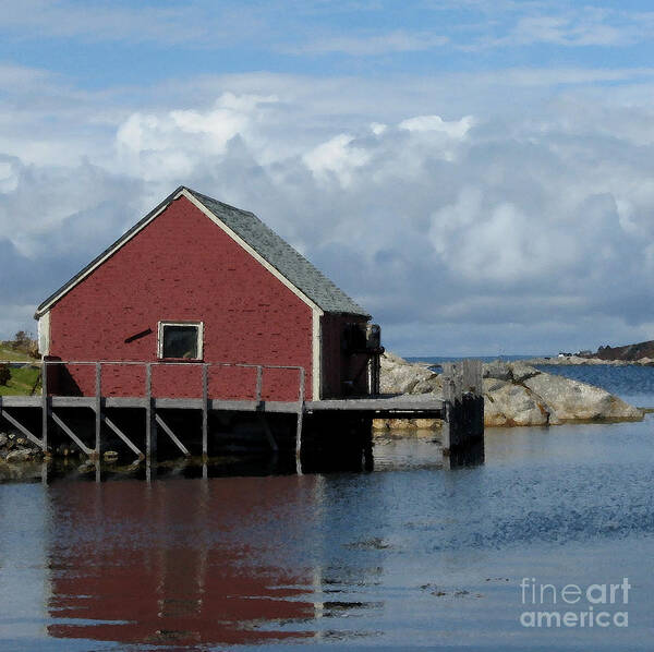 Peggy Cove Poster featuring the photograph Red Boat House by Patricia Januszkiewicz