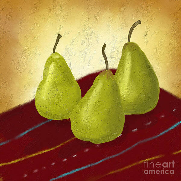  Pears Poster featuring the painting Ripe and Ready painting by Linda Lees