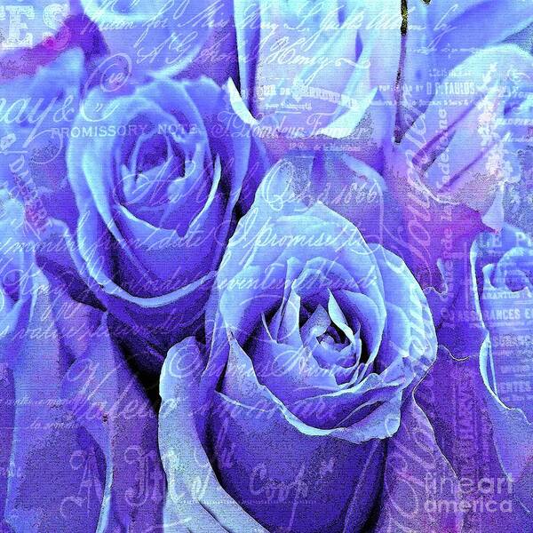 Roses Are Purple And Lilac And Blue Poster featuring the painting Roses are Purple and Lilac and blue by Saundra Myles