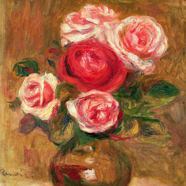 Impressionist Poster featuring the painting Roses in a Pot by Pierre Auguste Renoir