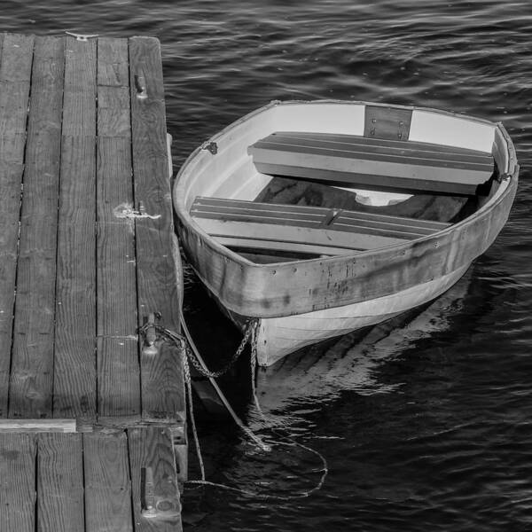 Black And White Boat; Black And White Poster featuring the photograph Rowboat - Black and White by Kirkodd Photography Of New England