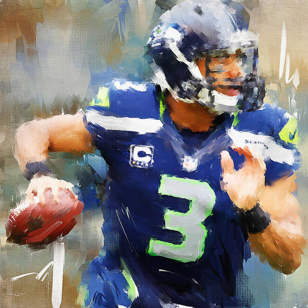 Russell Wilson Poster featuring the painting Russell Wilson by Lourry Legarde