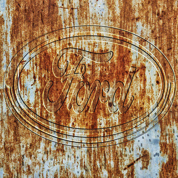 Rusty Poster featuring the photograph Rusty Ford logo by Paulo Goncalves