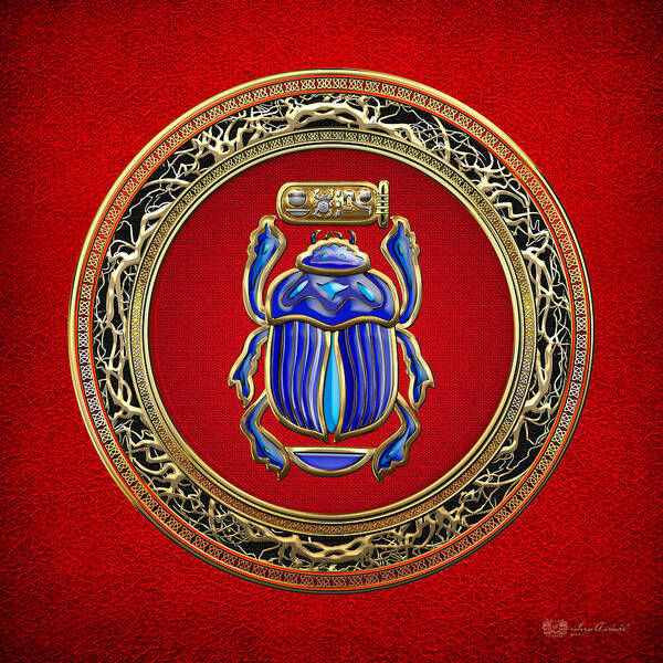 'treasure Trove' Collection By Serge Averbukh Poster featuring the digital art Sacred Egyptian Scarab by Serge Averbukh