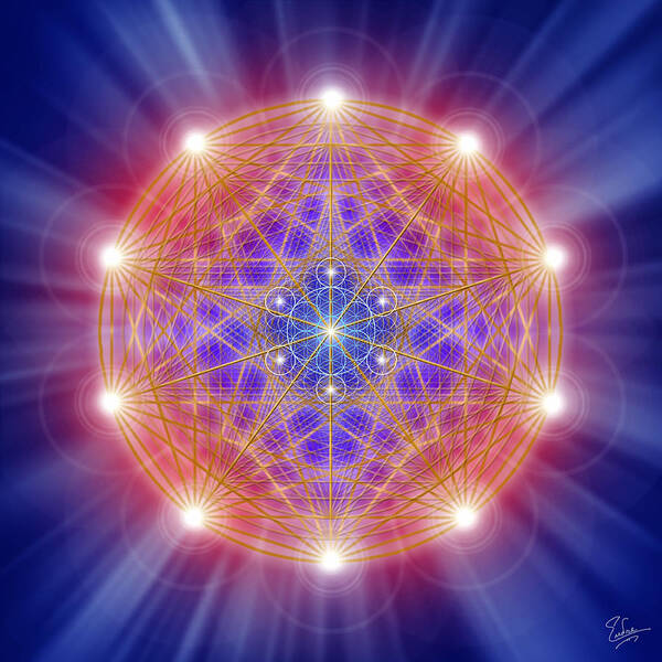 Endre Poster featuring the digital art Sacred Geometry 168 by Endre Balogh