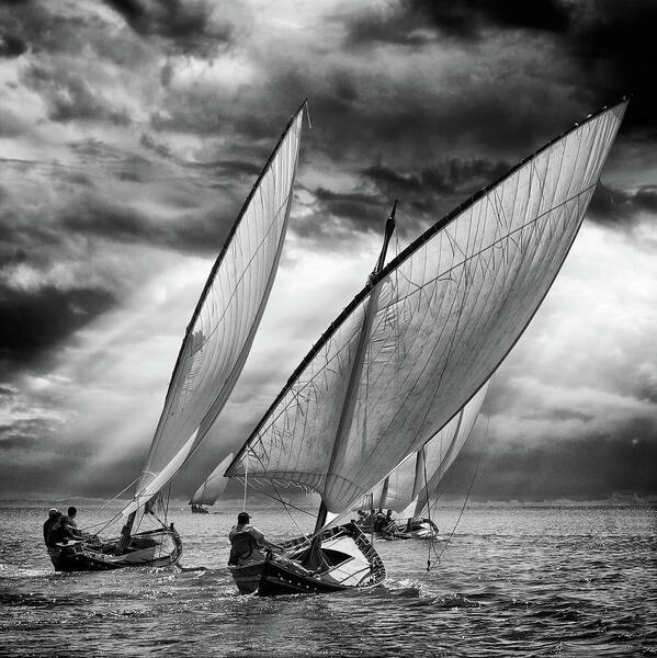 Action Poster featuring the photograph Sailboats And Light by Angel Villalba