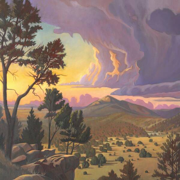 Santa Fe Poster featuring the painting Santa Fe Baldy - Detail by Art West