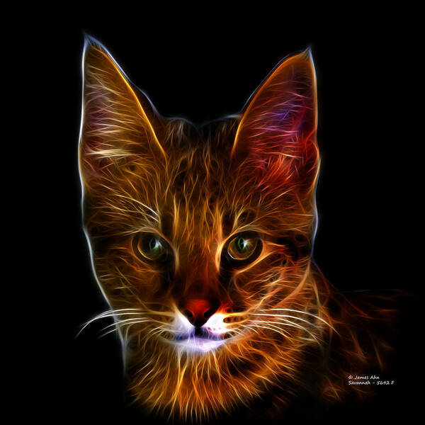 Cat Poster featuring the digital art Savannah Cat - 5462 F by James Ahn