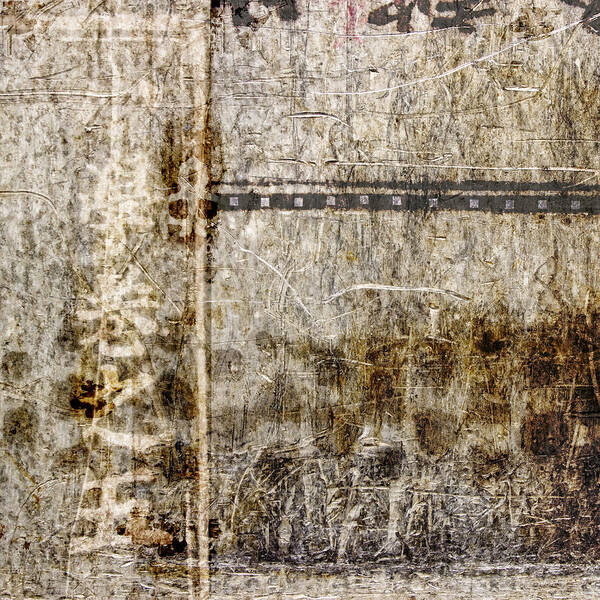 Abstract Poster featuring the photograph Scratched Metal and Old Books Number 1 by Carol Leigh