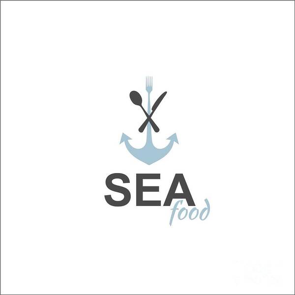 Symbol Poster featuring the digital art Sea Food Logo by Jelenaa