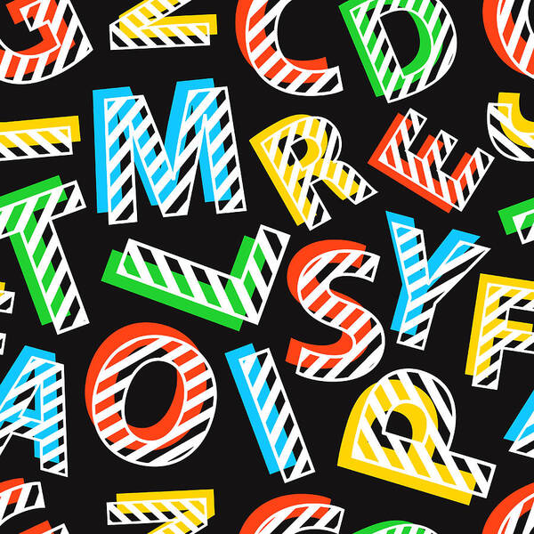 Expertise Poster featuring the digital art Seamless Pattern Of Colorful Letters On by Ekaterina Bedoeva