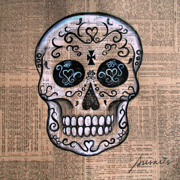 Day Of The Dead Poster featuring the painting Senyora Calavera by Pristine Cartera Turkus