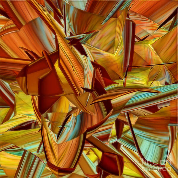 Abstract Poster featuring the digital art Shades of Orange by Deborah Benoit