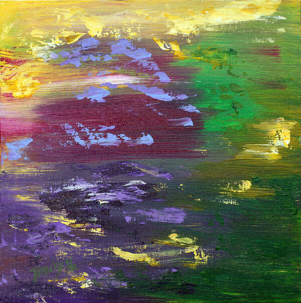Colorful Abstract Poster featuring the painting Shadows On The Water by Donna Blackhall