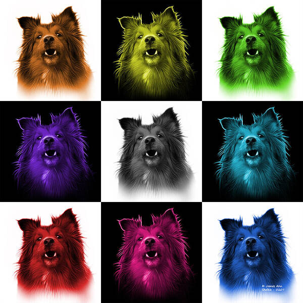 Sheltie Poster featuring the painting Sheltie Dog Art 0207 - V2 - M by James Ahn